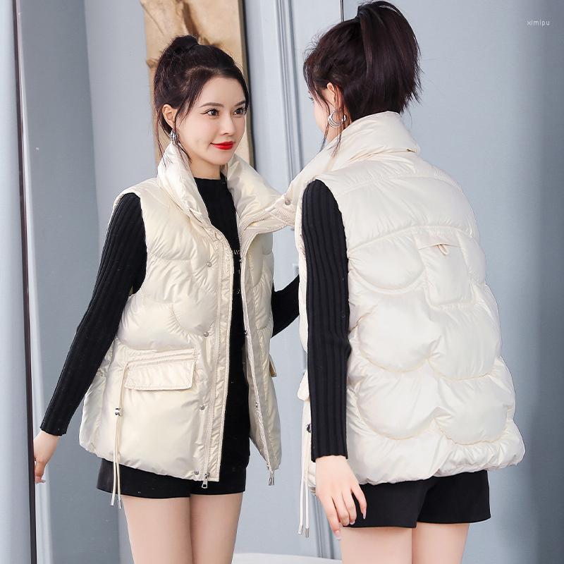

Women's Vests 2023 Women's Vest Jacket Down Cotton Autumn Winter Fashion Short Sleeveless Loose Female Waistcoat Casual Outerwear Top, White