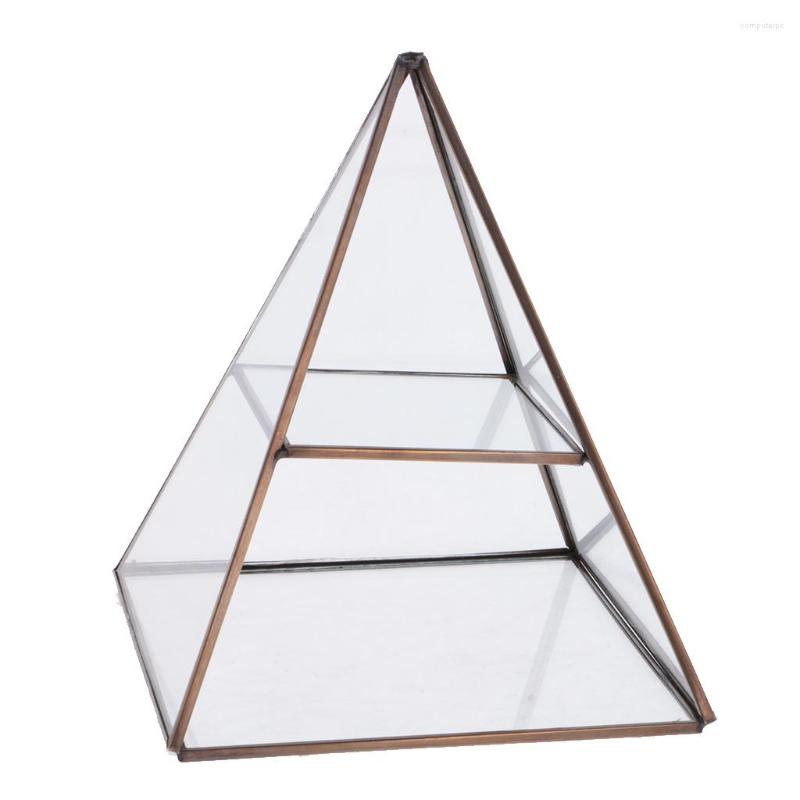 

Jewelry Pouches Pyramid Clear Glass Trinket Box Display Storage Organizer Table Decor