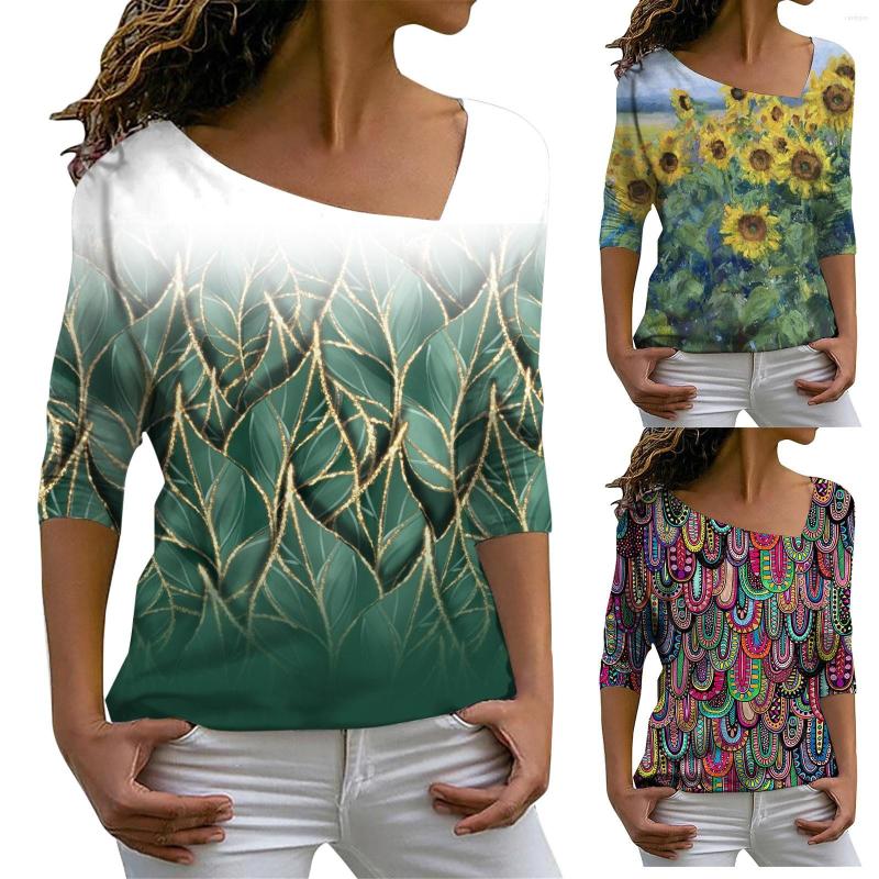 

Women' Blouses Womens Fashion 2023 Long Sleeve V Neck Loose Casual Floral Printed Tops And T Shirts, Green