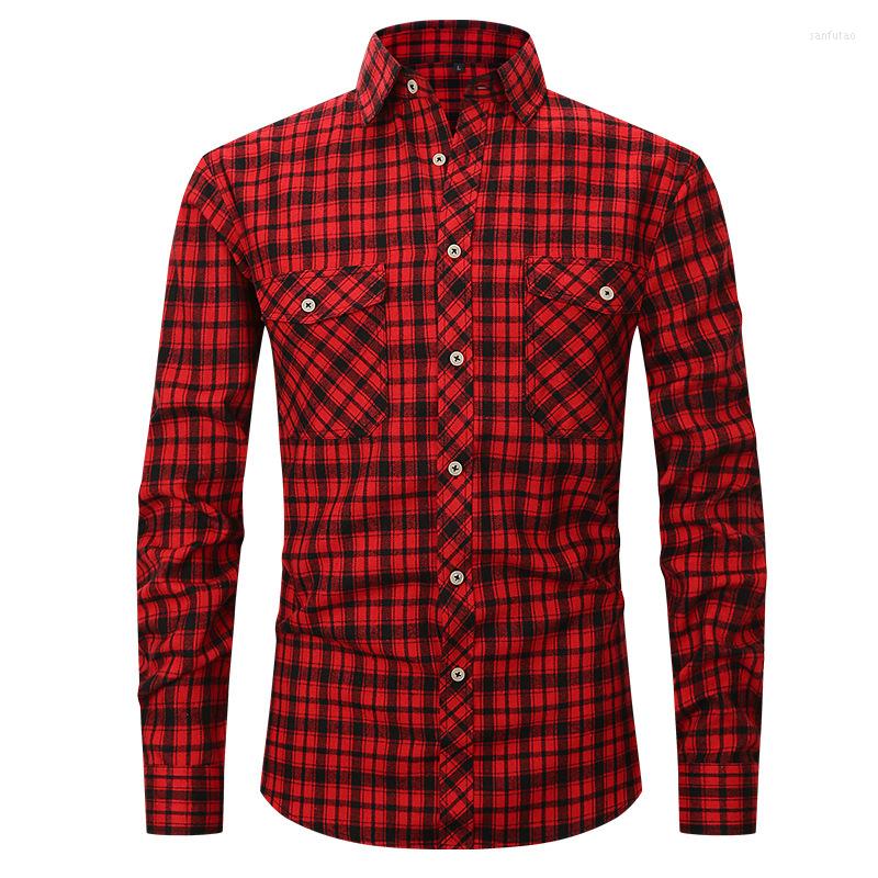 

Men' Casual Shirts Men' Brushed Plaid Shirt In Autumn 2023 Large Size Slim And Fashionable Long Sleeve, M515
