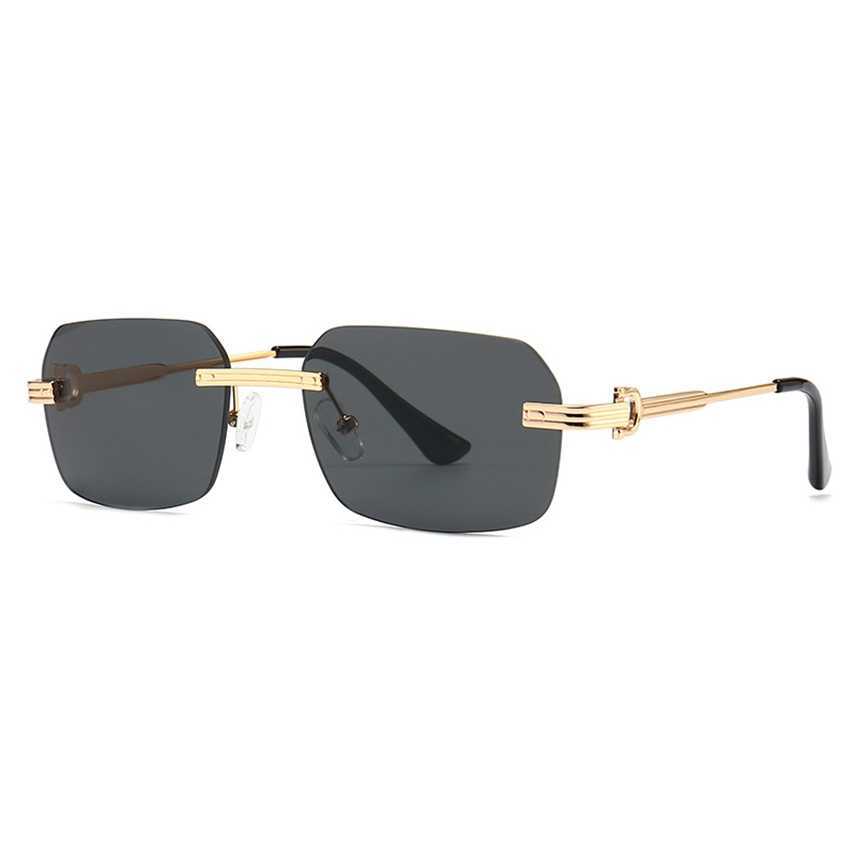 

Sunglasses 2023 new 304 style fashionable men and women's small box rimless metal sunglasses show