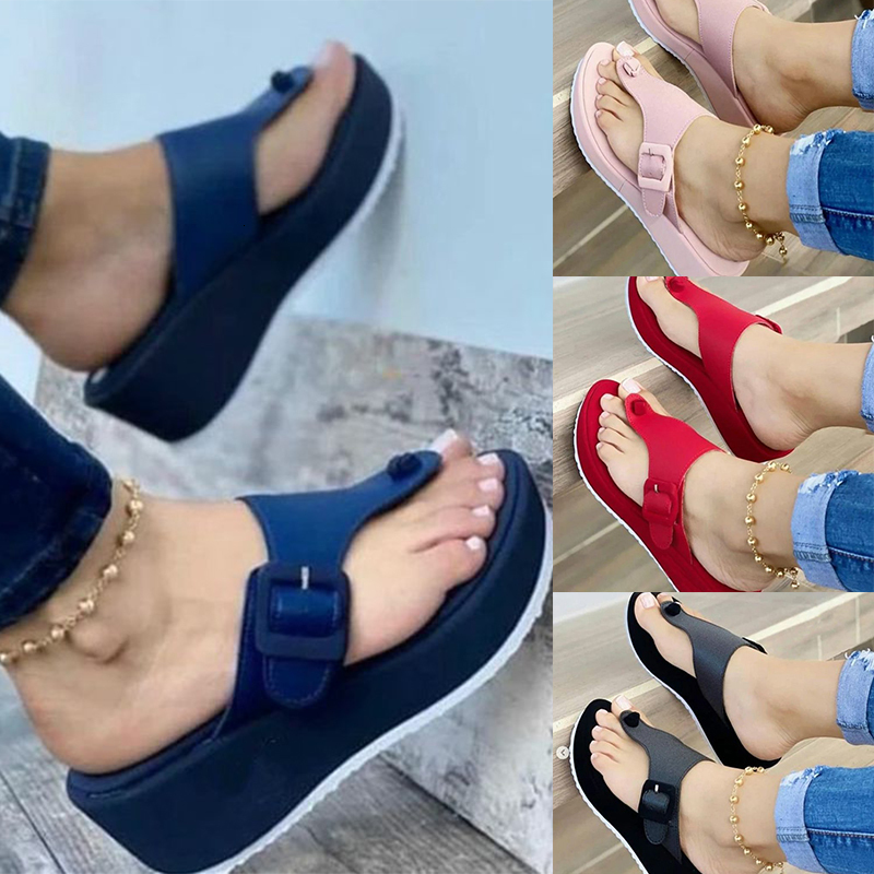 

Sandals Women Sandals Summer Casual Fashion Flip Flops Ladies Platform Wedges Sandals Party Peep Toe Shoes Outdoor Slippers 230313, Navy