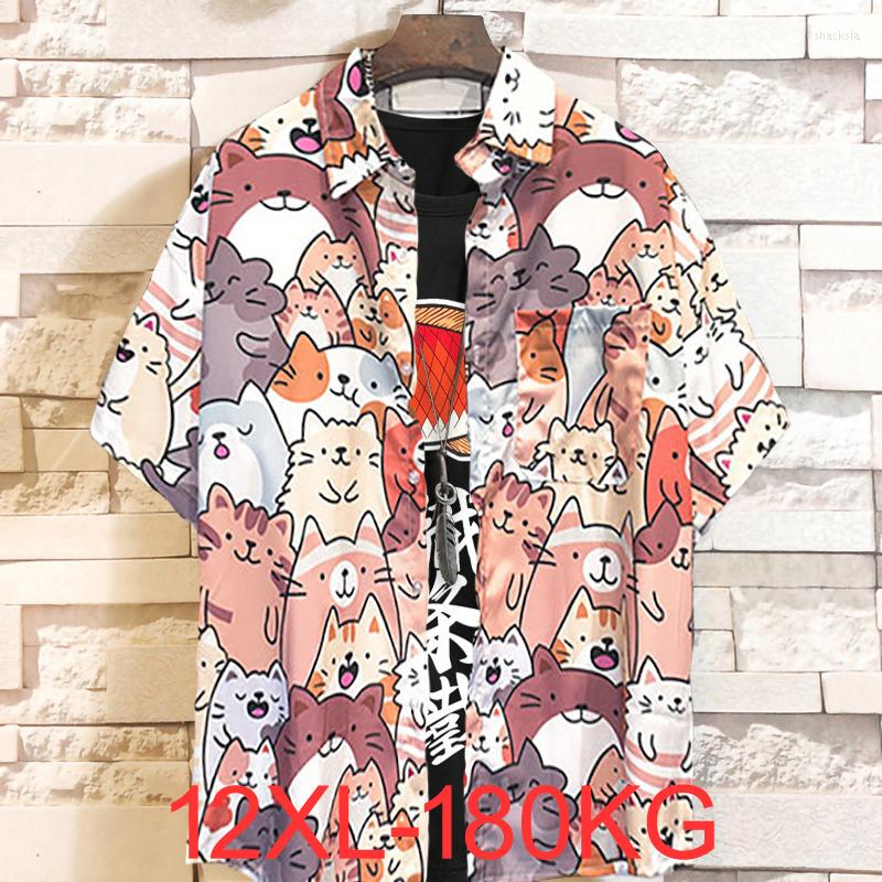 

Men's Casual Shirts Plus Summer Size 12xl Cartoon Oversized Loose Short-sleeved Shirt Fashion Men 9XL 10XL 11XL, Beige