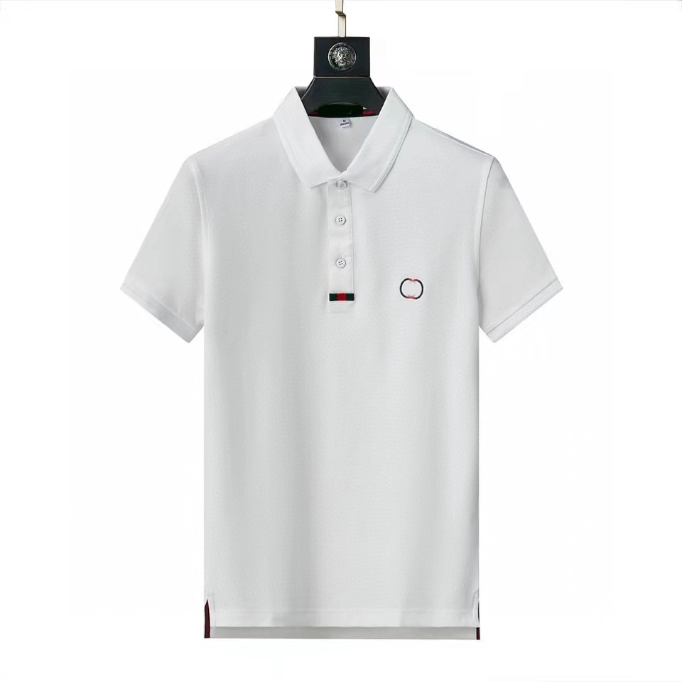 

2022 New short sleeve men's Business Casual top Summer cotton lapel Polo embroidered solid color men's T-shirt, White
