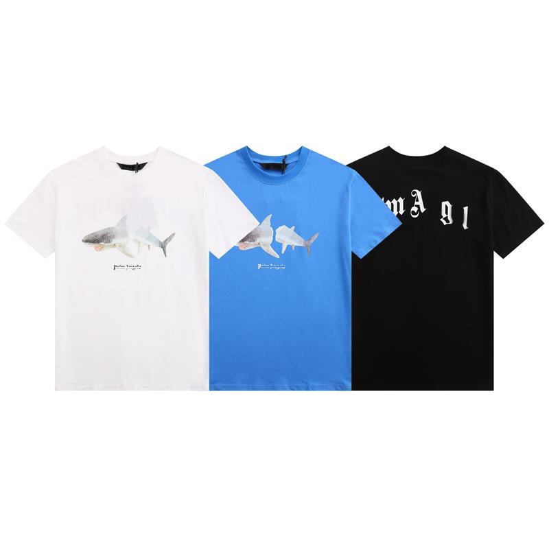

Summer Cotton Shark Print Short Sleeve t-Shirt Fashion Brand Loose Casual Couple Half Sleeve, White