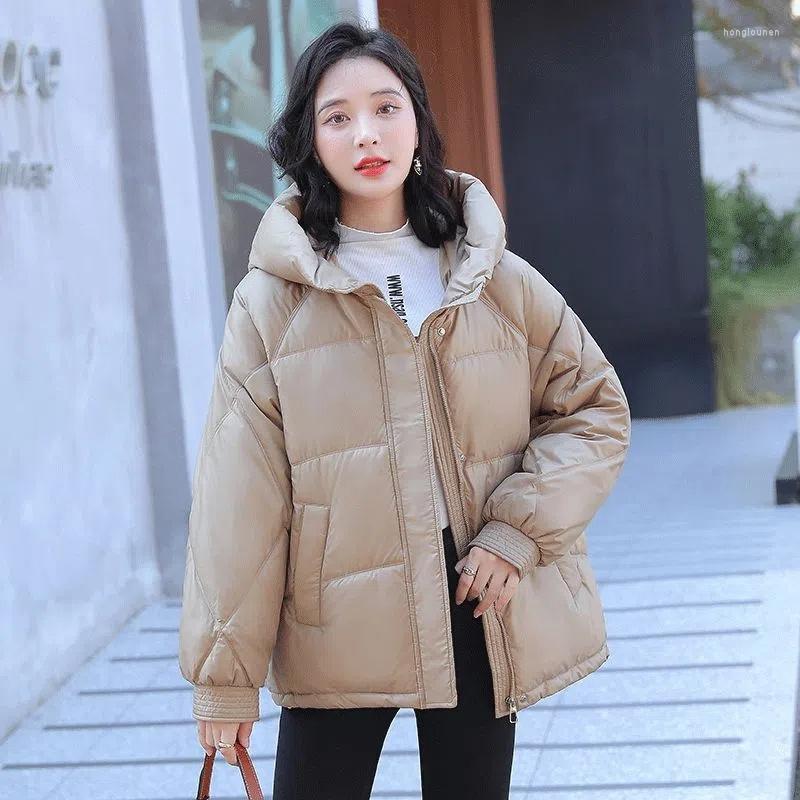 

Women's Trench Coats 2023 Winter Cotton Padded Jacket Women Loose Student Warm Thicken Bread Coat Hooded Parkas Overcoat Tops, White