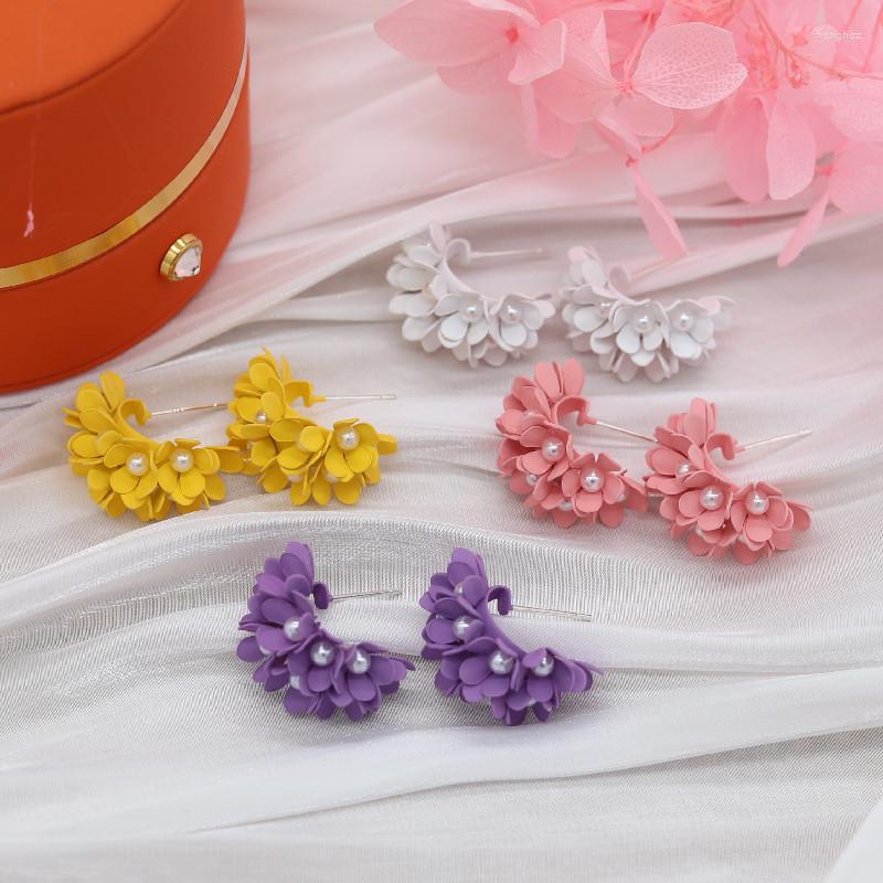 

Hoop Earrings Korean Design Fashion Jewelry Cute Metallic Painted Small Beach Resort Party Summer Style Earring For Women
