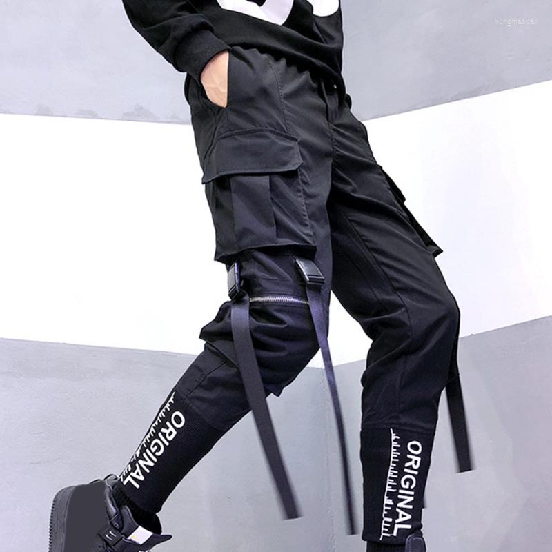 

Men's Pants Streetwear Men's Multi Pockets Harem Cargo Hip Hop Casual Male Track Joggers Trousers Fashion Harajuku Men, Black