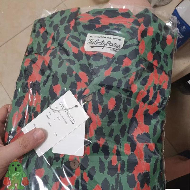 

Men' Casual Shirts 1:1 Quality Leopard Print WACKO MARIA High Street OPEN COLLAR Hawaiian Long Sleeve Shirt Men Women