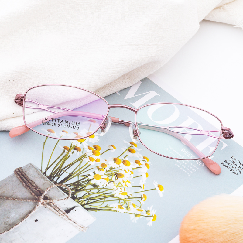 

Prescription glasses look far look near new elegant female white collar pure titanium frame super light half frame myopia simple full frame 7g