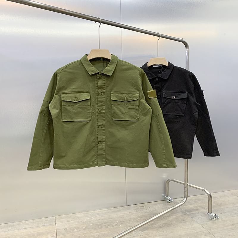 

Men's brand topstoney shirts Ghost series washed casual shirt Fashion piece jacket, Black