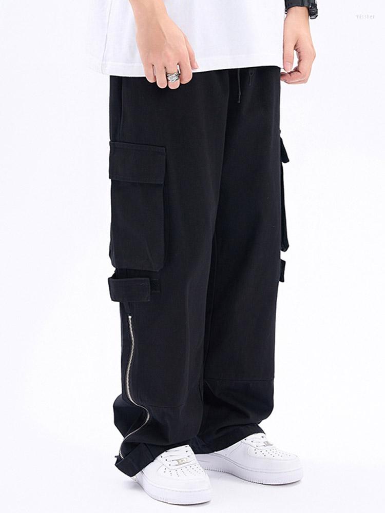 

Men's Pants HISTREX High Street Men Cargo Y2K Casual Pocket Women Cotton Pant Waist Straight Tube Draped Wide Leg Track, Beige