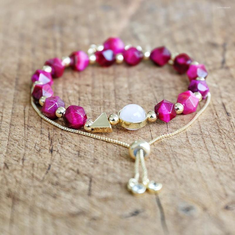 

Charm Bracelets 2 Pcs Bracelet Set Handmade Natural Tiger Eye Stone Beads For Women Friendship Lovers Couples Jewelry