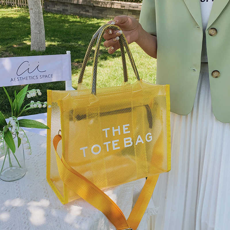 

2023 New Fashion One Shoulder Womens Shoulder Bag Transparent Large Capacity PVC Jelly Bag Portable Crossbody Tote Bag, Red