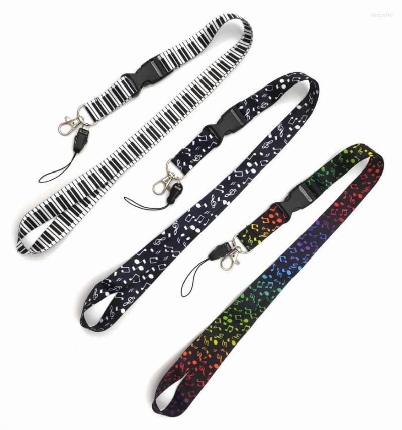 

Keychains Wholesale Lot Musical Note Pattern Cellphone Lanyard Straps Clothing Keys Chain ID Cards Holder Detachable Buckle Lanyards