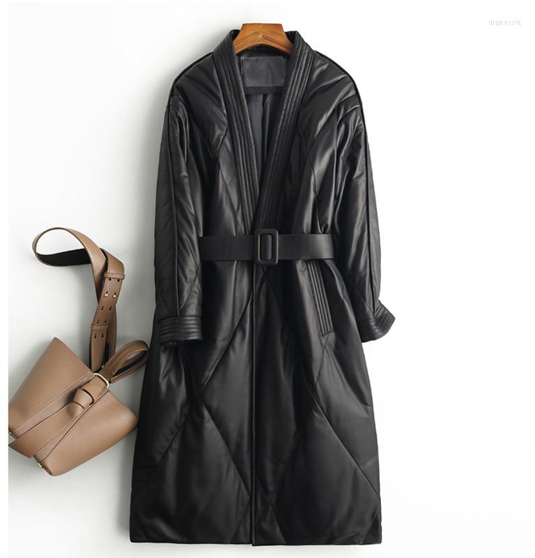 

Women' Leather 2023 Genuine Jacket Women' Real Sheepskin Coat Winter White Duck Down Coats Famale Clothes Jaqueta Feminina, Black