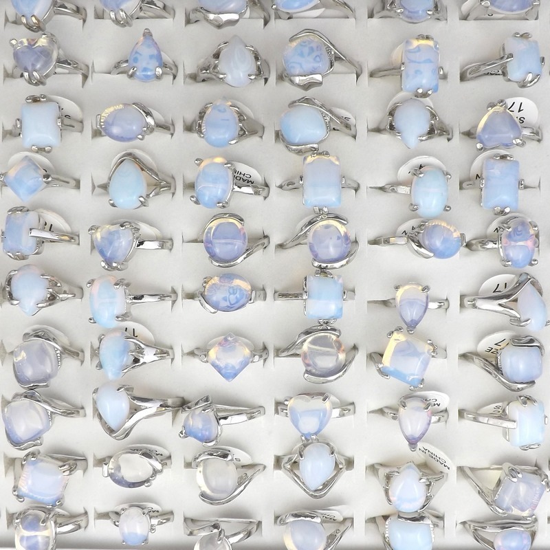 

Solitaire Ring Natural Opal Stone Rings Fashion Jewelry Womens Ring Bague 50pcs 230313