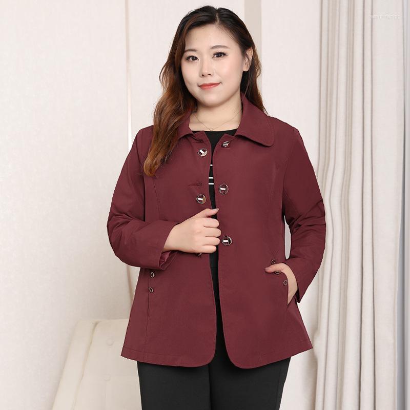 

Women's Jackets Oversized Women Jacket Spring Autumn Long Sleeve Single Breasted Pockets Thin  To 10XL Extra Casual Coats T20230T, No1
