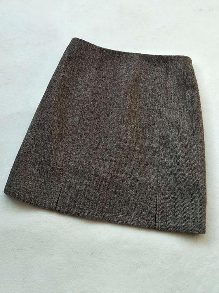 

Skirts Autumn Winter Stylish Split Details Stripes Skirt Women Slim Pencil High Waist A-Line Mini Skorts Micro -XXL, Photo color