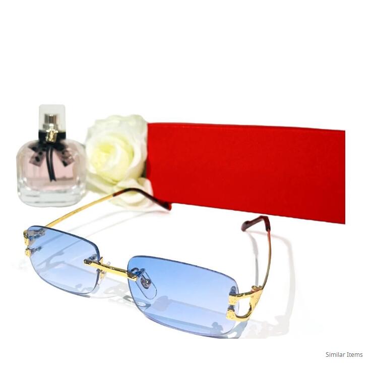 

Designer Sunglasses Man Cartirrs Glasses Women Fashion Frameless Rectangle Coating Buffalo Horn Sunglass UV400 Evidence Eyeglass 8 Color black