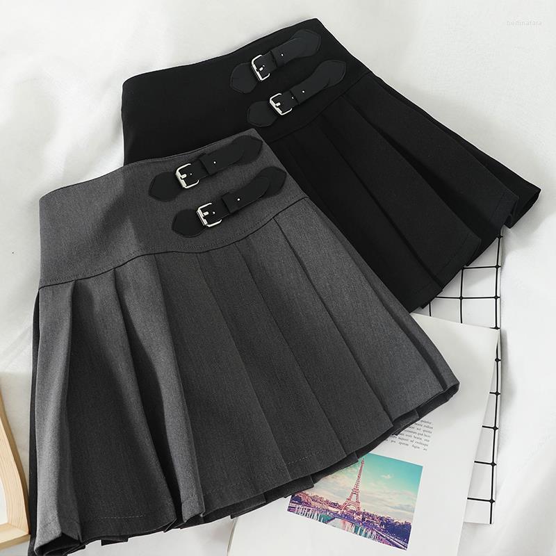 

Skirts Summer Women Preppy Style High Waist A-line Pleated Short Mini Comes With Safety Shorts Female Korean Z13, Gray
