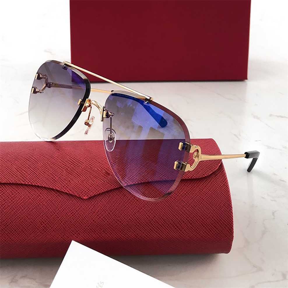 

Sunglasses 2023 new Ins fashion frameless personality toad female outdoor sports driving male sunglasses matching box