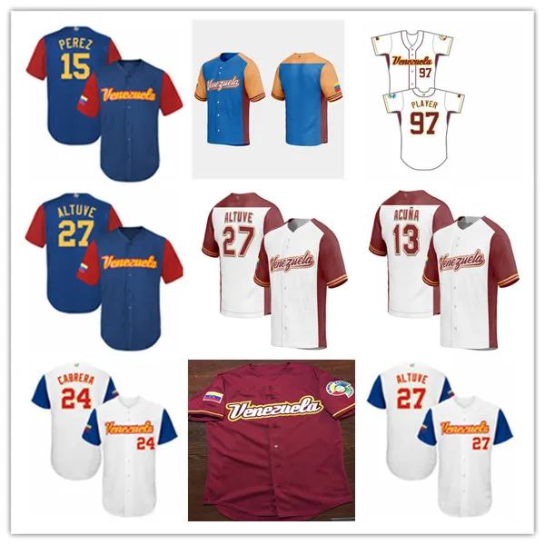 

CUSTOM Jose Altuve Venezuela 2023 World Baseball Classic WBC Jerseys Ronald Acuna Jr Miguel Cabrera Luis Arraez Andres Gimenez Rengifo Eugen, Man blue