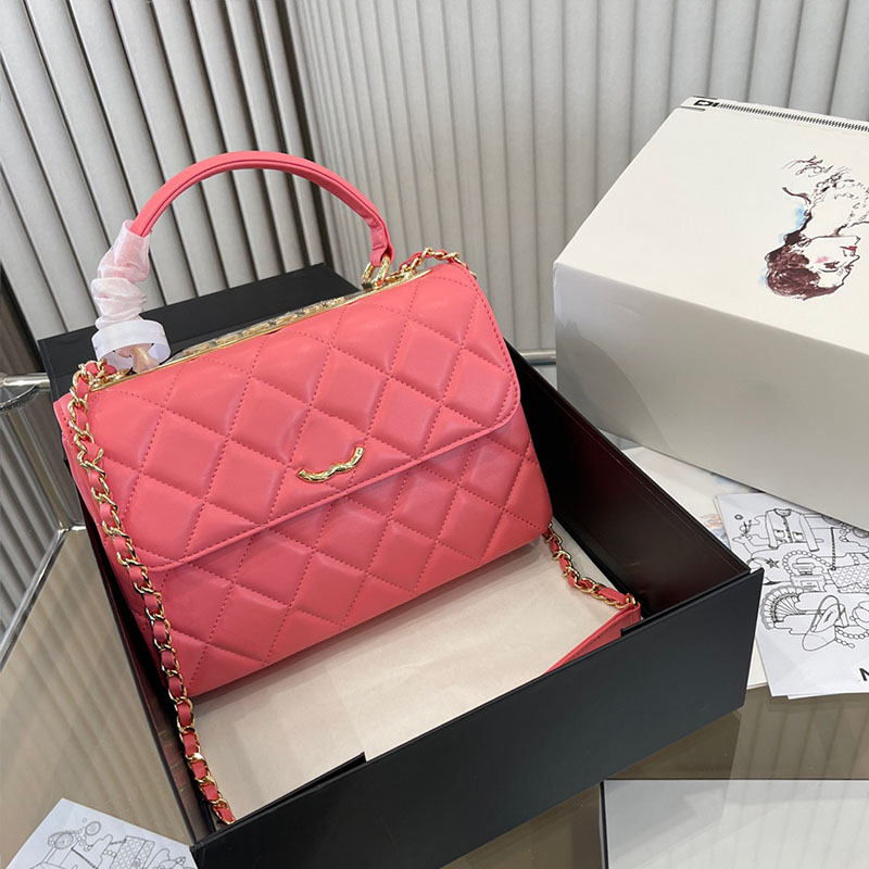 

Womens 22 Classic CC Trendy Flap Bags with Top Handle Sequined Diamond Lattice Gold Metal Hardware Crossbody Shoulder Handbags 7 Colors Designer Purse Sac 25x18cm, Box