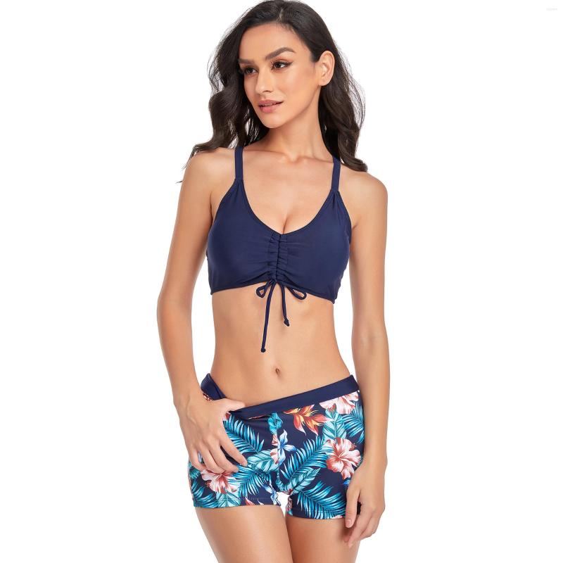 

Women's Swimwear TaoBo Women's Swimming Flower Printing Trunks Pants 2pcs Split Bikini Set Vest Printed Swimsuit Beachwear, Black
