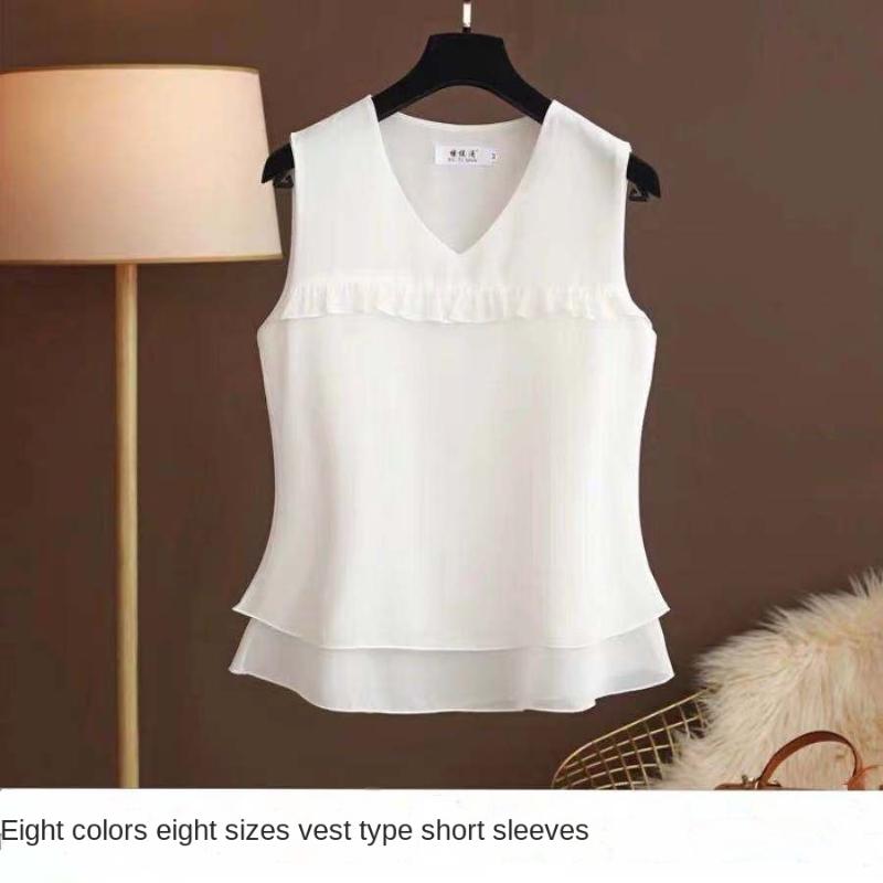 

Women's Blouses & Shirts Fashion Brand Korean Version Vest Suspenders 2023 Summer Short-sleeved Chiffon Shirt Tops Loose Large S, Royal blue