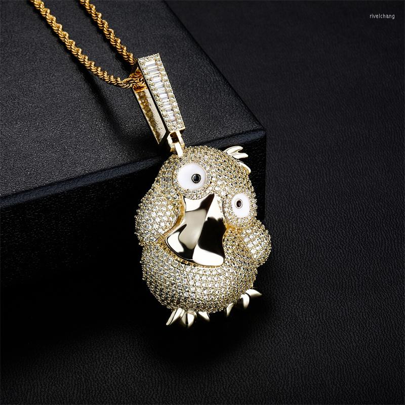 

Pendant Necklaces Full Cubic Zircon Anime Duck Necklace For Men Hip Hop Iced Out Bling Jewelry Fashion Rock Gift