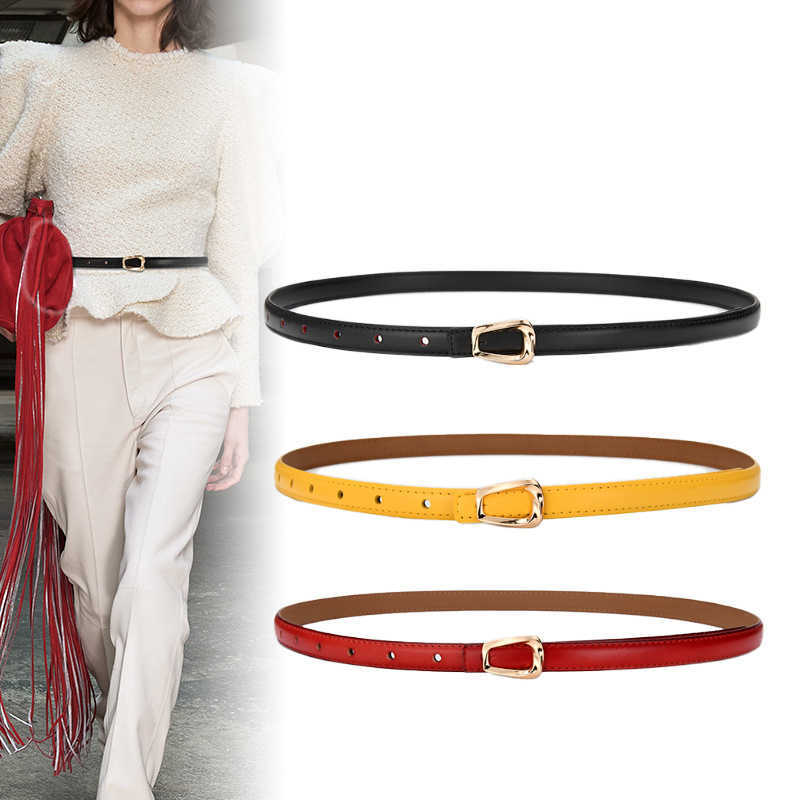 

Waist Chain Belts Buckles Men's Women's New leather thin belt women's fashion belt with skirt simple trendy thin trouser belt Korean women's thin belt, Black