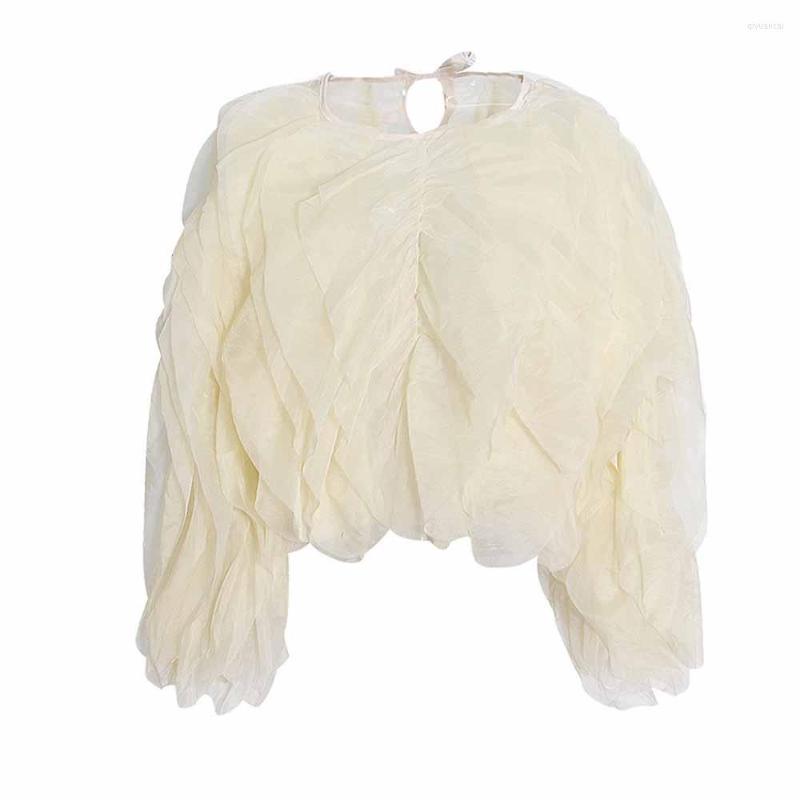 

Women' Blouses 2023 Spring And Autumn Fashion Temperament Casual Ruffled Shirt Blouse Women O Neck Solid Color Female Chemise, As shown