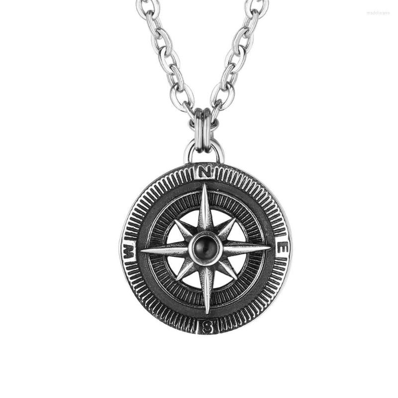 

Pendant Necklaces Compass North Star For Men Stainless Steel Punk Traveler Jewelry
