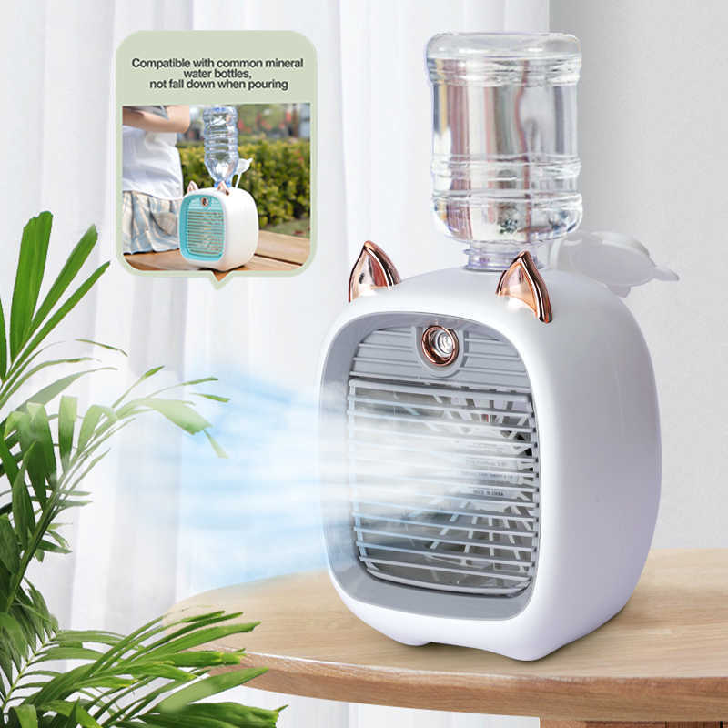 

Electric Fans 2400mAh Mini Air Conditioner Portable Desktop Humidifier Purifier 3 Speed 2 Mode Spray USB Table Car Home Camping Travel Y2303