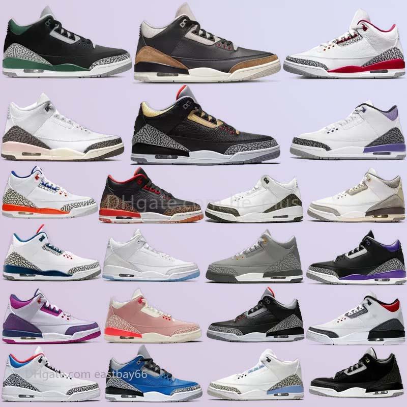 

High quality Basketball Shoes Desert Elephant Black Gold Jumpman 3 3s Cardinal Red Pine Green Rust Pink Kumquat Neapolitan Dark Mocha Lris Navy Racer, 44
