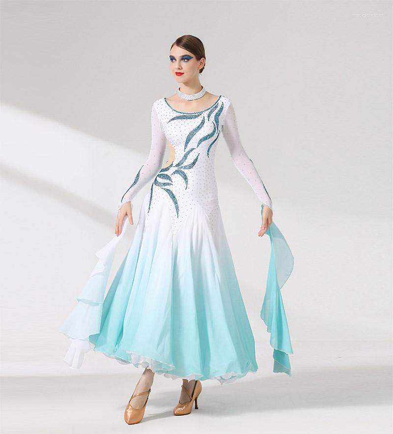 

Stage Wear Adult Advanced Performance Ballroom Dance Dress Gradient Color Standard Waltz Tango Competition Dresses, Other color