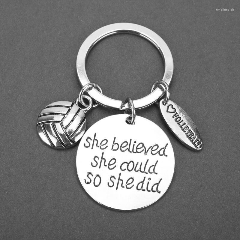 

Keychains MQCHUN Volleyball Pendant She Believed Could So Did Bee Hand Person Keychain Women Men Bag Car Key Chains-50