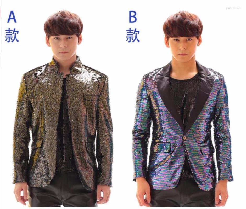 

Men' Suits -5xl Performance Punk Blazers Coat Men Gradient Paillette Suit Costume Singers Stage Costumes Clothing, A style