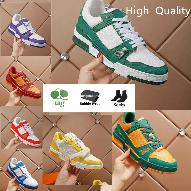 

2023 Designer Sneaker Virgil Trainer Casual Shoes Calfskin Leather Abloh White Green Red Blue Letter Overlays Platform Low Sneakers Size Eur36-45 Running Shoes