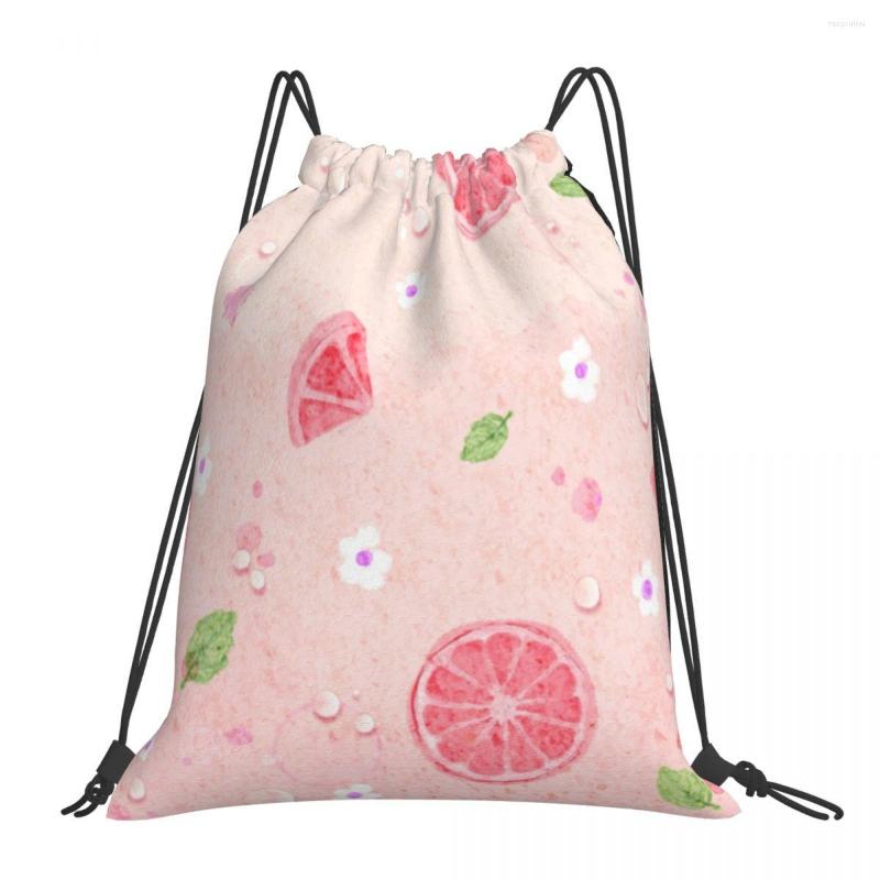 

Shopping Bags Summer Pink Lemon Portable Drawstring Riding Backpack Gym Clothes Storage Backpacks, White