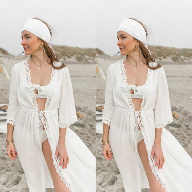 

Women's Swimwear Summer Sexy Fresh And Sweet Chiffon Beach Cardigan V-neck Loose Lace Shirt Clothes, Picture shown