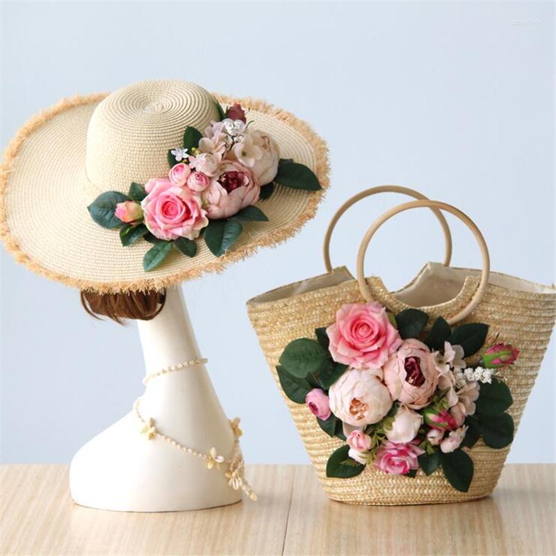 

Evening Bags Flower Straw Handbag Beach Sun Hat For Women Rattan High Capacity Travel Totes 2023 Original Handmade Handbags E029