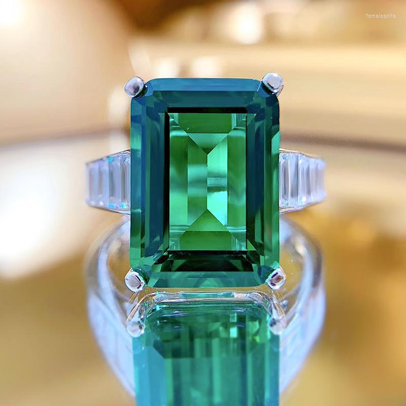 

Cluster Rings 925 Silver Retro Emerald Diamond Ring 10 14 In Europe And America