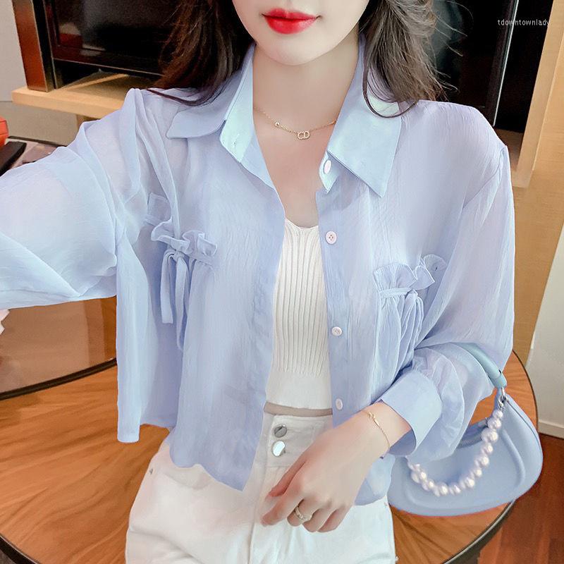 

Women's Blouses Chiffon Women's 2023 Summer Design Lace Long Sleeve Shirt Vintage Clothes For Women Tops Shirts, 6120 white