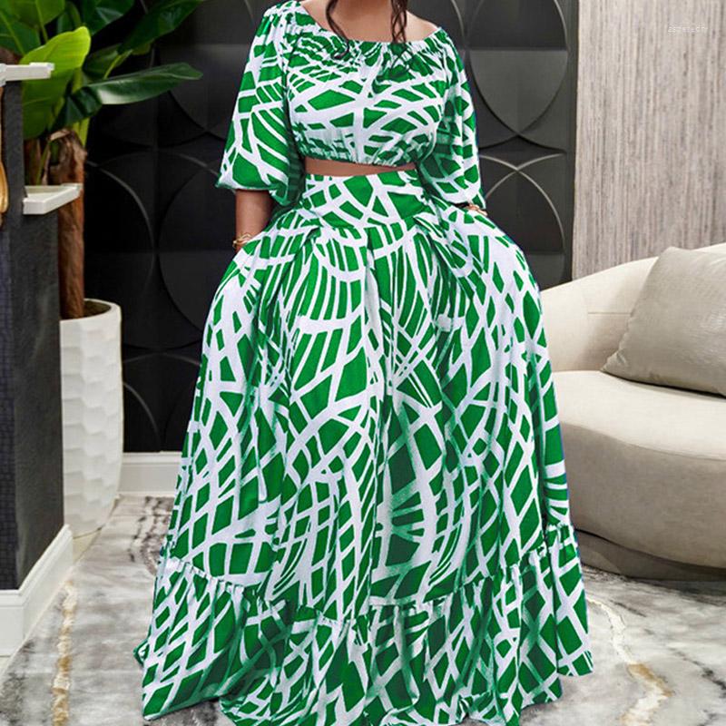

Women' Tracksuits Fashion Pattern Print Loose Sets Casual Half Sleeve Short Blouse And Long Skirt Outfits Women Elegant High Waist Two, 04 rose red