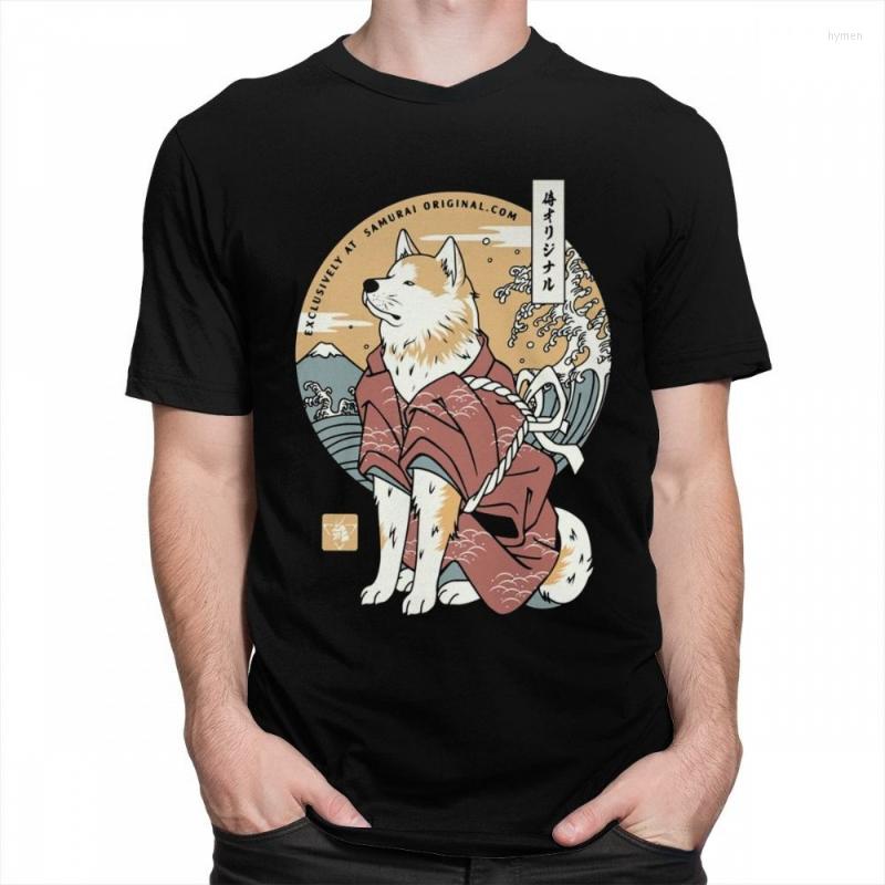 

Men's T Shirts Japanese Cartoon Kawaii Akita Dog Samurai Warrior Shirt Men Women Short Sleeved Graphic Tee Funny Casual Streetwear Tops, Lm71094-white