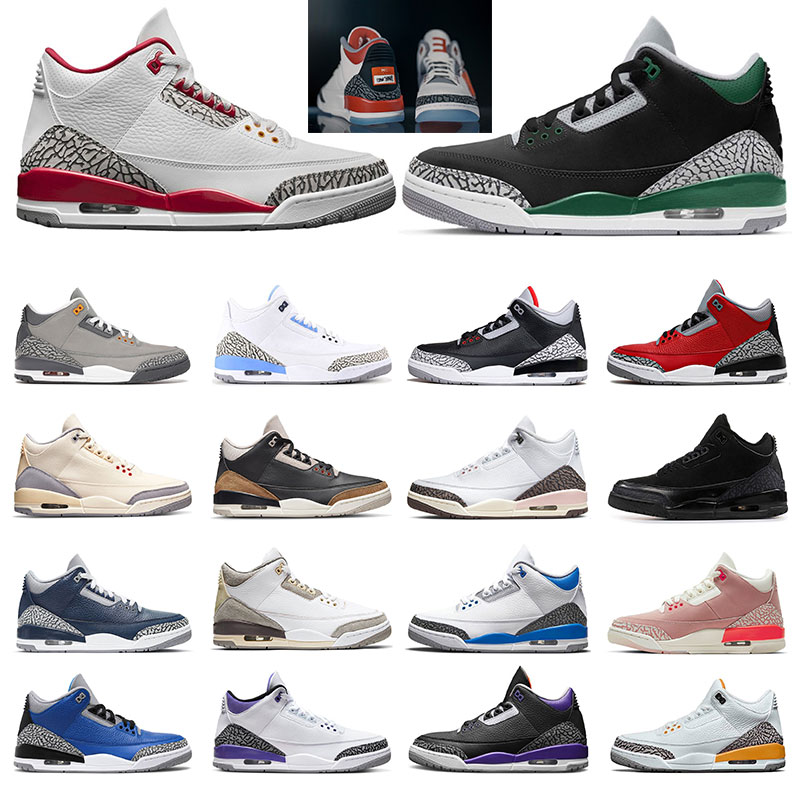 

Basketball Shoes 3 Jumpman Men Sports Sneakers 3s Cardinal Red Dark Iris Neapolitan Pine Green White Cement Muslin Black Cat Georgetown Women Mens Trainers, 32