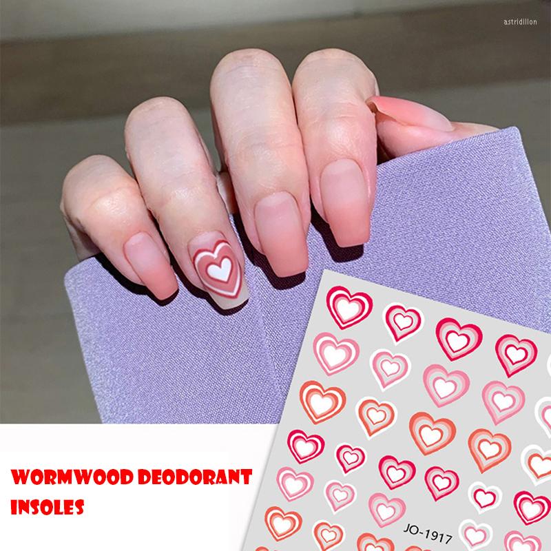 

Nail Art Decorations 1 Sheets Stickers Red Heart With Back Glue Decals Manicure Accessories Self-Adhesive Charms DIY Supplies