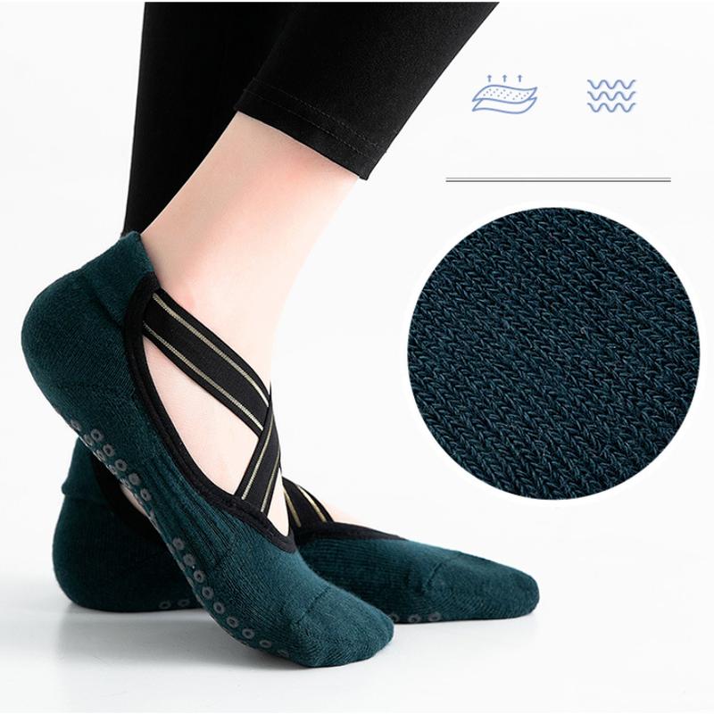 

Sports Socks Non-slip Yoga Women Ankle Summer Breathable Cross Back Cotton Underwear Dance Pilates Home Fitness Floor SocksSportsSports, Random